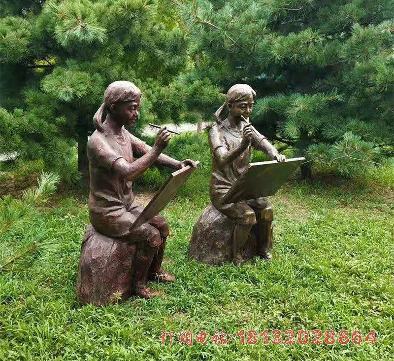 画画人物铜雕