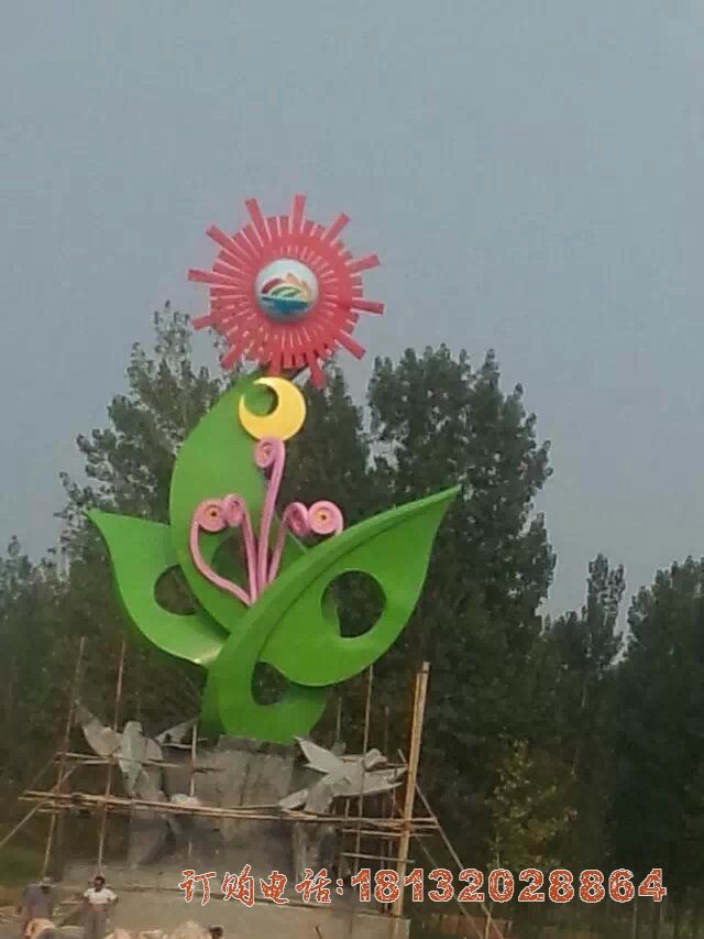 不锈钢抽象花朵公园景观雕塑