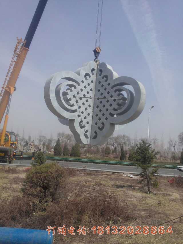 不锈钢抽象中国结雕塑，广场景观雕塑 (3)