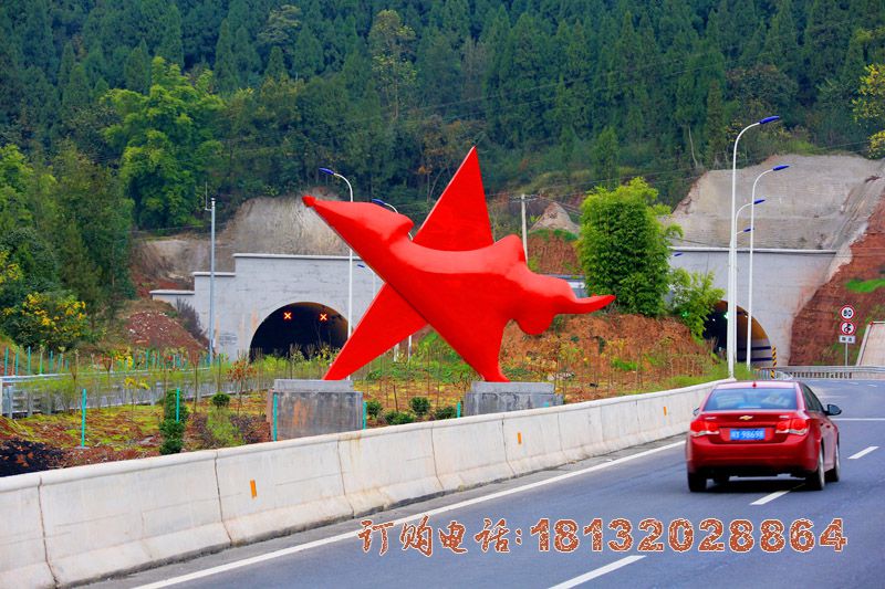 不锈钢抽象五角星街边景观雕塑