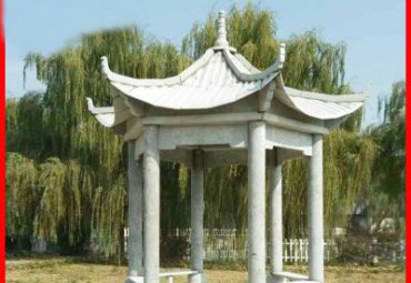 河北某公园大理石六角凉亭石雕案例