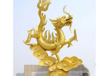 甘肃某县城广场不锈钢龙踏祥云雕塑项目