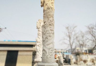 上海某广场大理石石雕龙柱雕塑项目