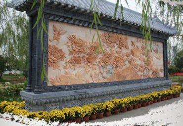 浙江某公园大理石国色天香浮雕壁画雕塑案例