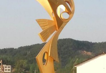 湖北麻城企业不锈钢抽象凤凰雕塑效果图