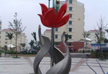 河北某小区不锈钢抽象花雕塑案例