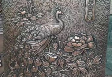 山东某庭院孔雀铜浮雕项目