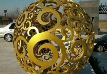 山东某小区不锈钢镂空球雕塑工程
