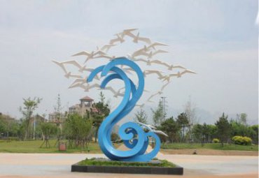 山东某城市不锈钢海浪海鸥雕塑案例