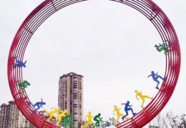 甘肃某广场不锈钢运动人物圆环雕塑项目