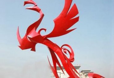 陕西某县城不锈钢抽象凤凰雕塑工程