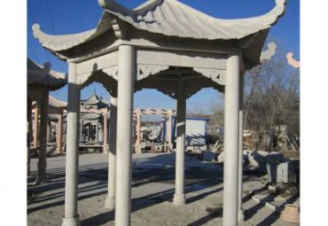 湖北某公园大理石单层石凉亭雕塑案例